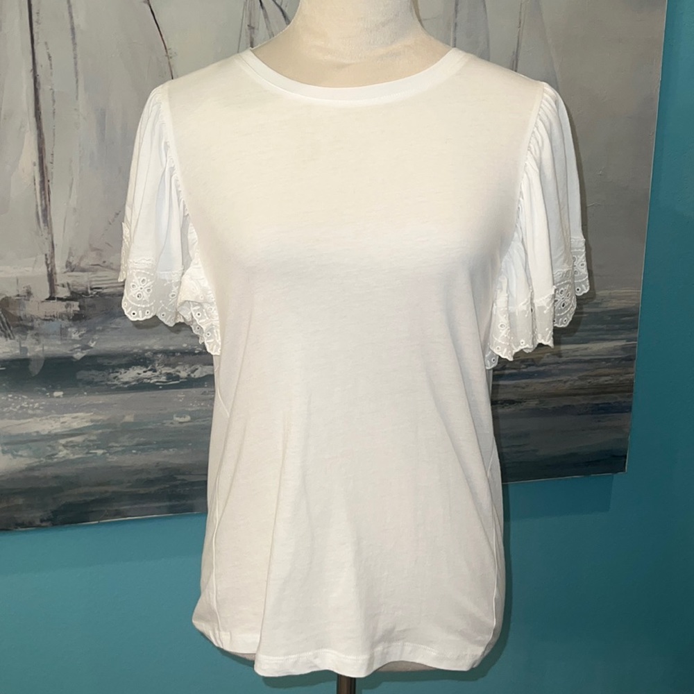 NWT A Loves A White Cotton T-shirt, Small